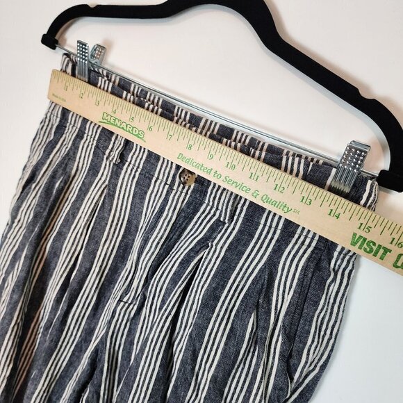 Madewell Linen Cotton Blend Paperbag Pants High Rise Blue Railroad Stripe Pant 4 - Picture 11 of 13
